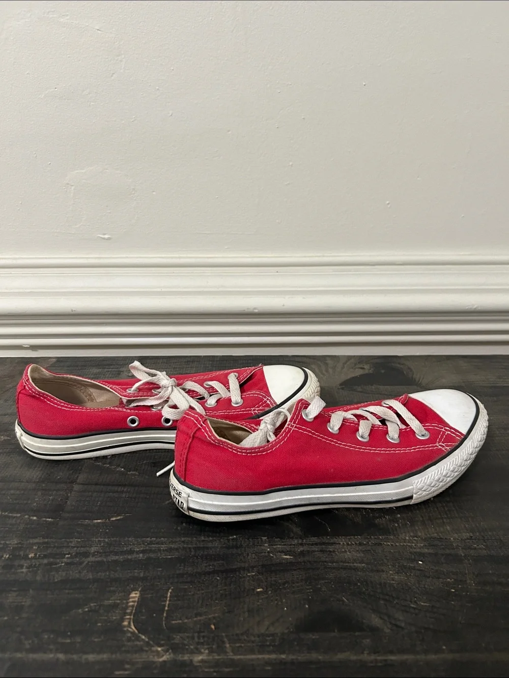 Kids Red Canvas Low-Top Sneakers